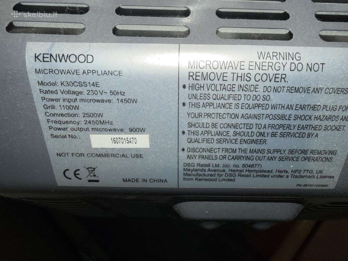Kenwood mikrobangu krosnele + grill + konvekcine - nuotraukos Nr. 4