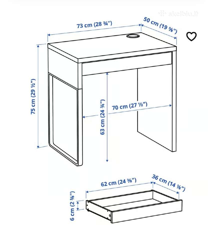 Rašomasis/kosmetinis Ikea stalas - nuotraukos Nr. 3
