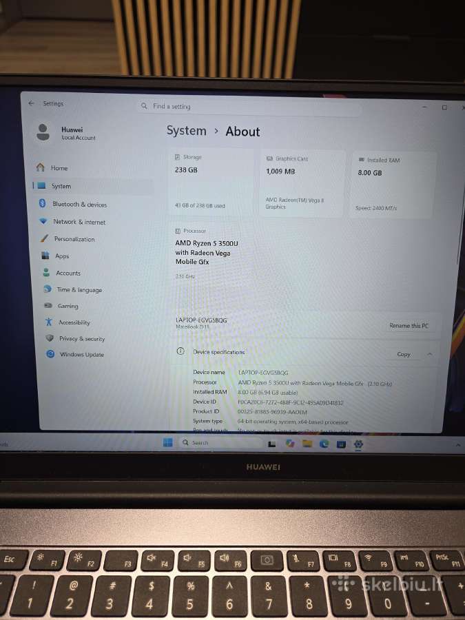 Huawei Matebook D15 - nuotraukos Nr. 6