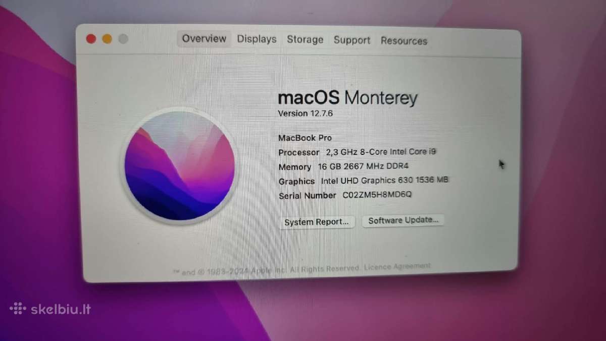 MacBook Pro A2141 Intel Core i9 16 GB 1 TB - nuotraukos Nr. 2