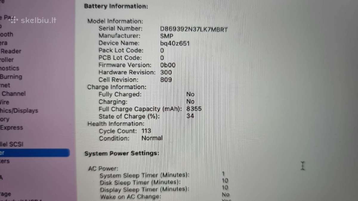 MacBook Pro A2141 Intel Core i9 16 GB 1 TB - nuotraukos Nr. 4