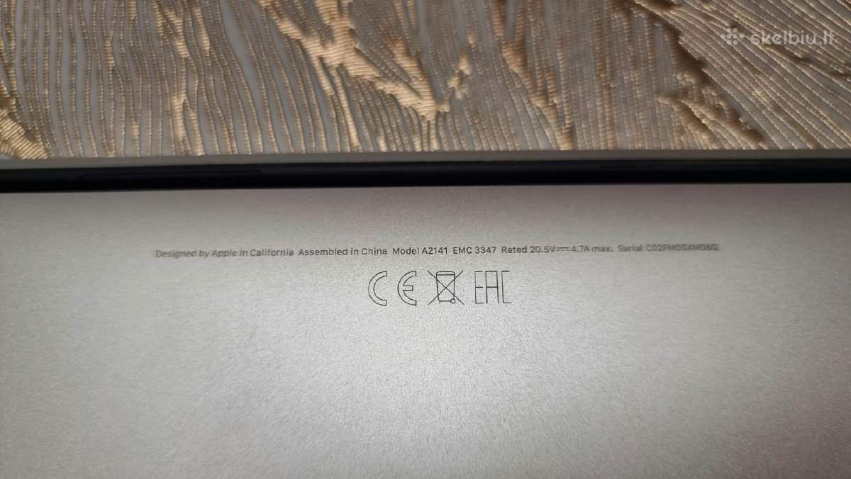 MacBook Pro A2141 Intel Core i9 16 GB 1 TB - nuotraukos Nr. 9