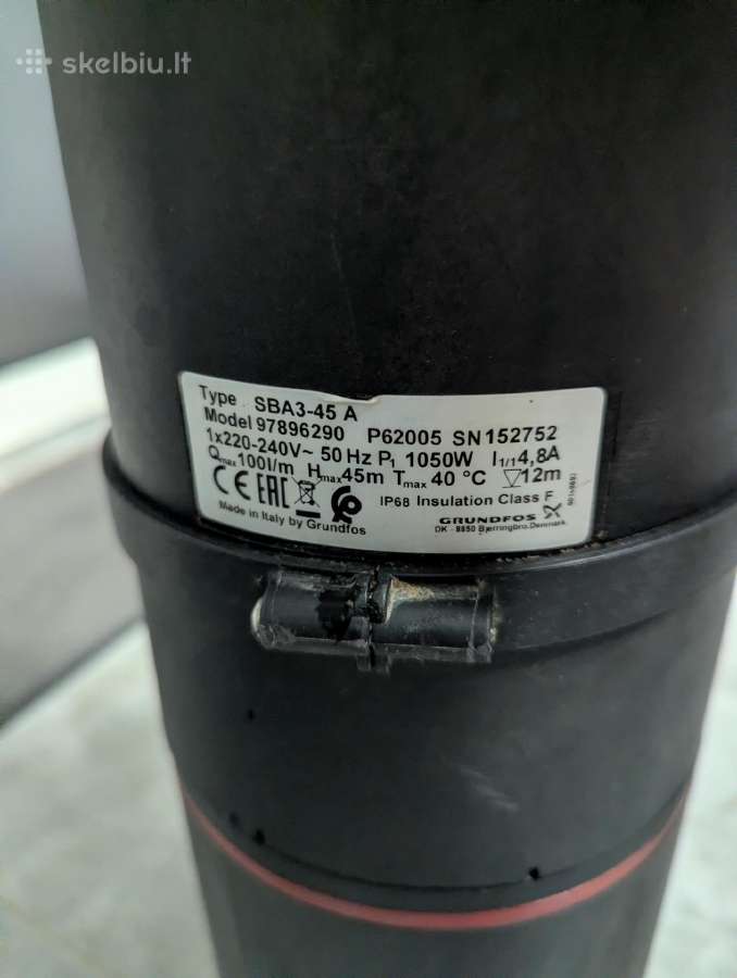 Parduodama Grundfos Sba3-45a vandens siurblys - nuotraukos Nr. 3