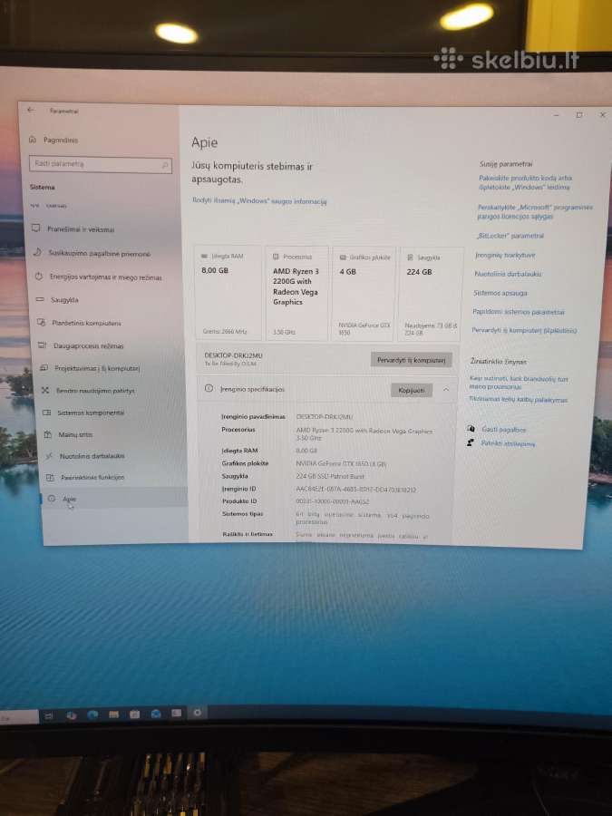 Ryzen 3-2200g, 8gb 240 SSD, Gtx1650 4gb - nuotraukos Nr. 4
