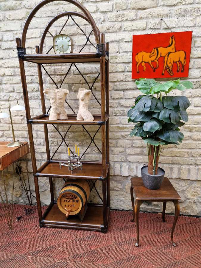 Vintažinė mid century ratango etažerė - nuotraukos Nr. 2