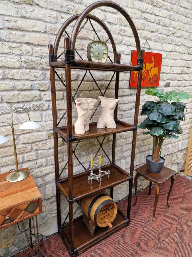 Vintažinė mid century ratango etažerė - nuotraukos Nr. 3