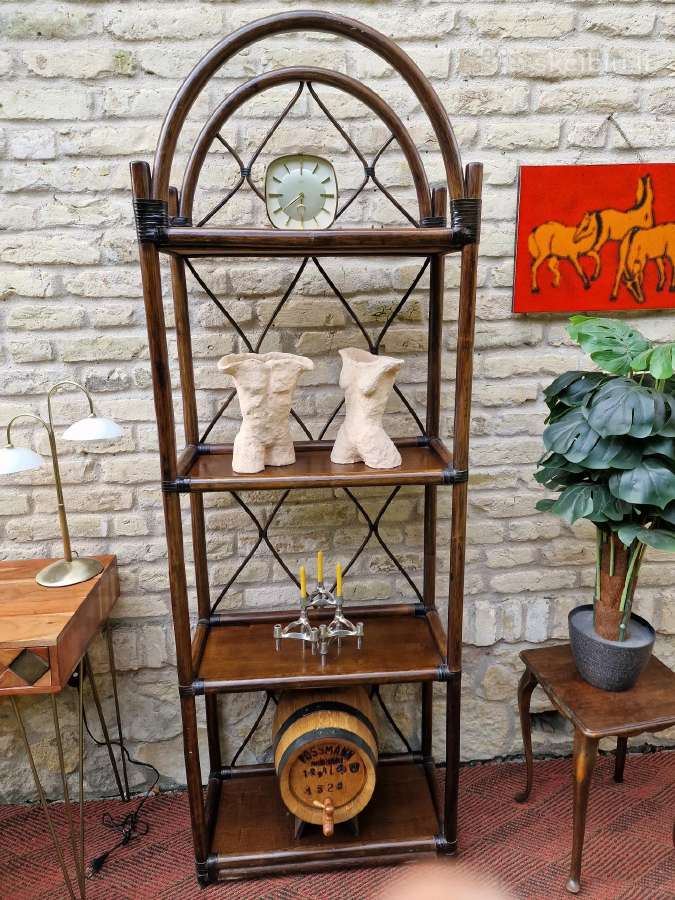 Vintažinė mid century ratango etažerė - nuotraukos Nr. 5
