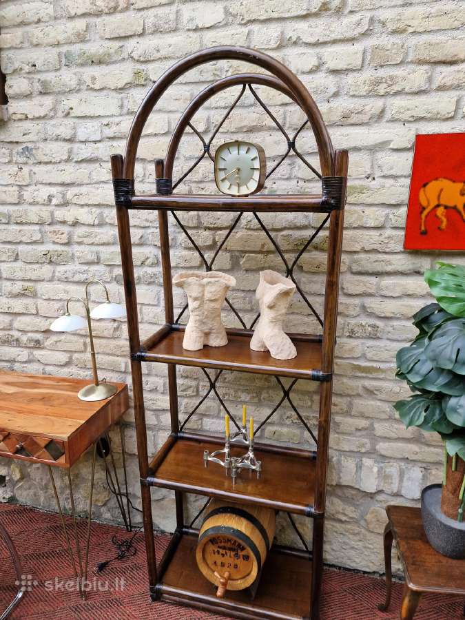 Vintažinė mid century ratango etažerė - nuotraukos Nr. 19