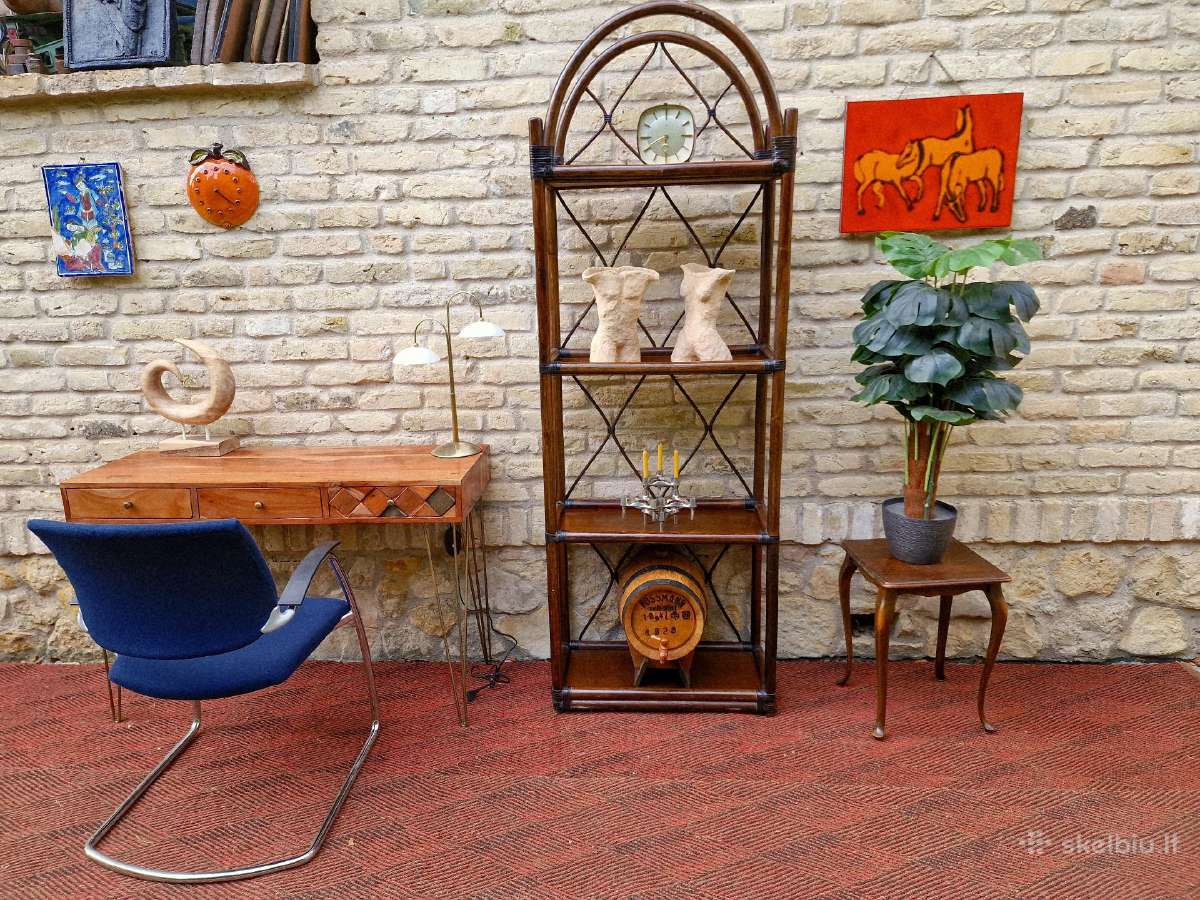Vintažinė mid century ratango etažerė - nuotraukos Nr. 22