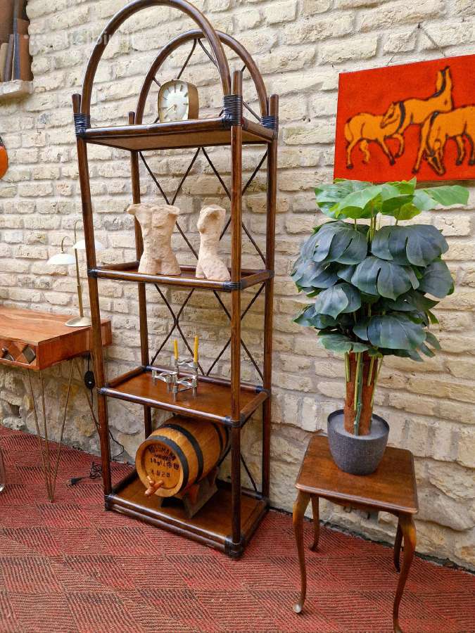 Vintažinė mid century ratango etažerė - nuotraukos Nr. 27