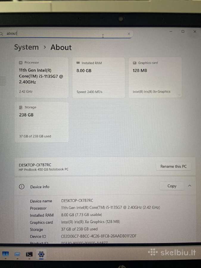 I5 11th gen 256gb Hp probook 450 g8; RAM: 8/32/64 - nuotraukos Nr. 11