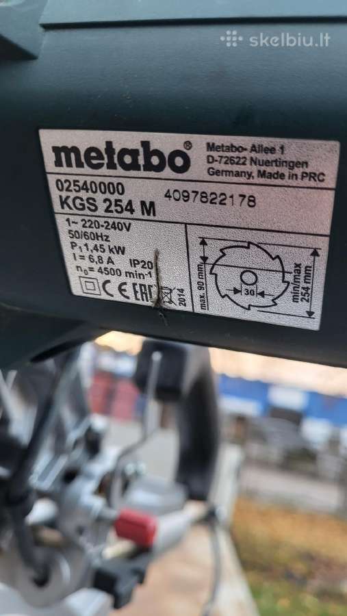 Metabo skersinio pjovimo staklės Kgs 254 M - nuotraukos Nr. 2