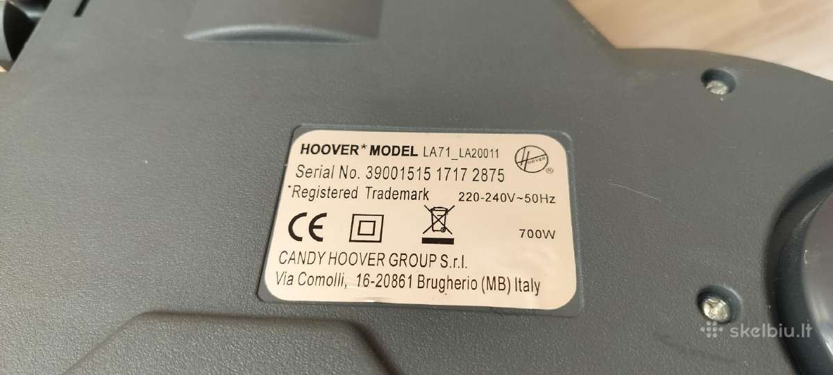 Hoover cikloninis dulkių siurblys La71 be maišelio - nuotraukos Nr. 12