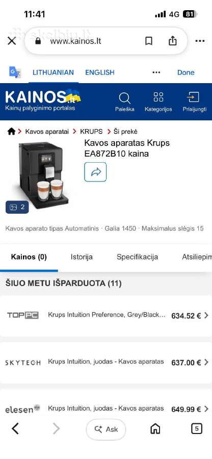 Krups Intuition Preference Ea872b10 - nuotraukos Nr. 8