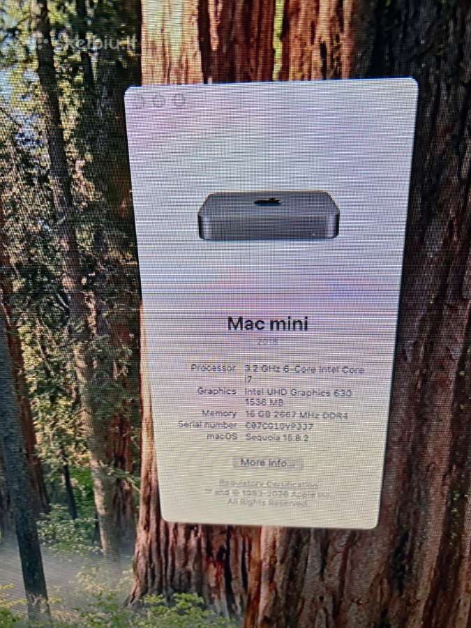 Apple Mac mini (2018) i7 3.2 GHz/16g RAM/256gb SSD - nuotraukos Nr. 2