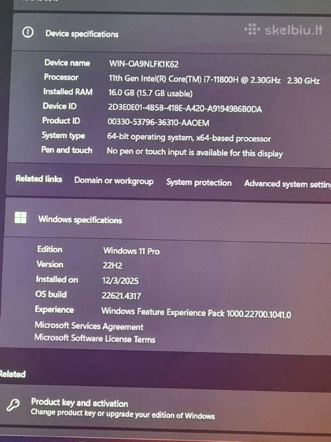 Dell Xps 9510 Rtx 3050 Ti - nuotraukos Nr. 7