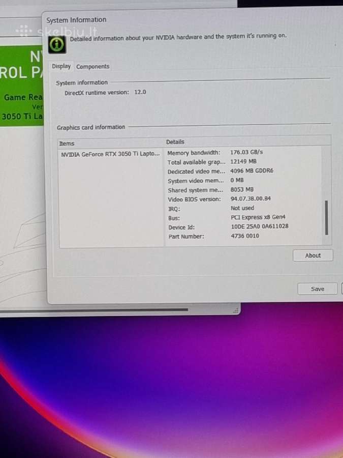 Dell Xps 9510 Rtx 3050 Ti - nuotraukos Nr. 9