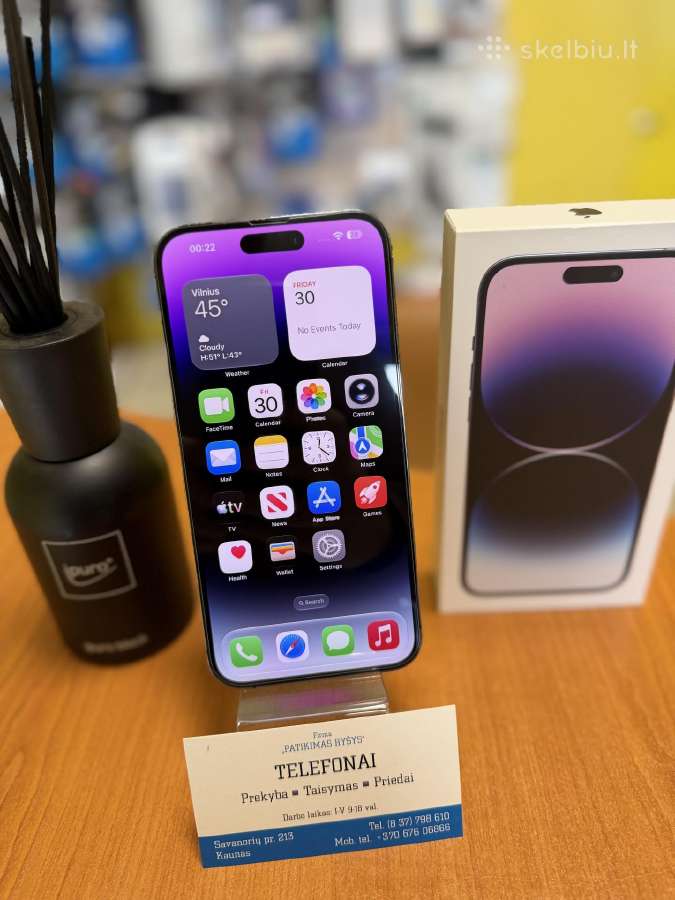iPhone 14promax 256gb Purple Su Garantija - nuotraukos Nr. 2