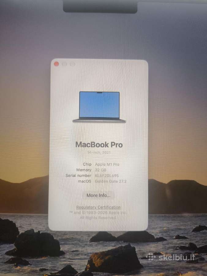 MacBook M1 Pro 2021 M1 Pro 32gb 1tb 19% - nuotraukos Nr. 4