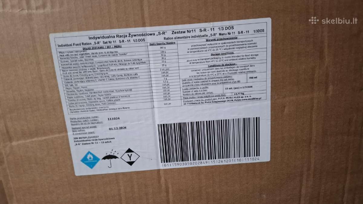 Sausas kariškas maisto davinys Mre dėžė - nuotraukos Nr. 2