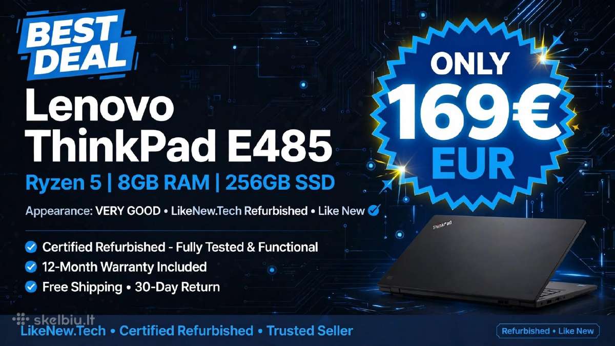 Lenovo Thinkpad E485 Ryzen 5 / 8gb RAM / 256gb S - nuotraukos Nr. 2