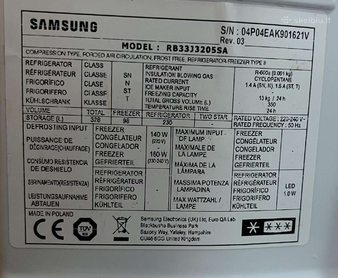 Šaldytuvas Samsung Rb33j3205sa - nuotraukos Nr. 10