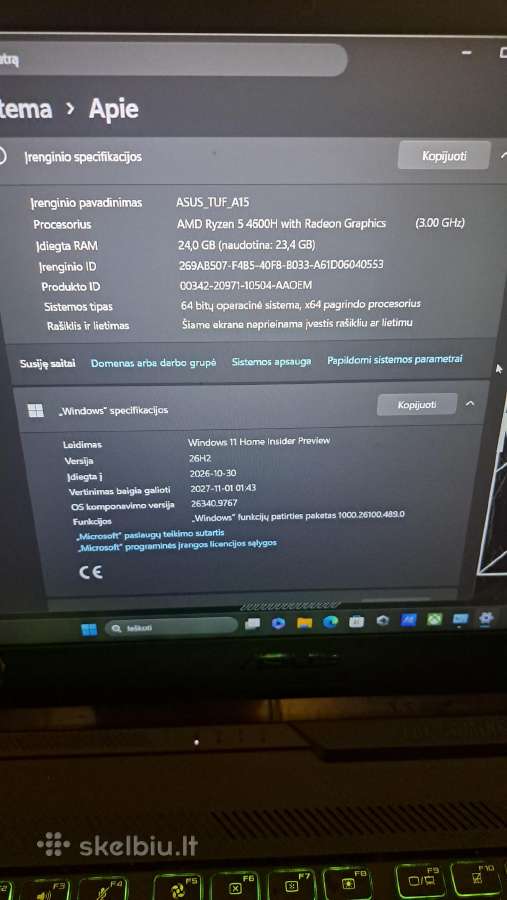 Asus Tuf Gaming A15, Rtx 3050,ryzen 5 - nuotraukos Nr. 6