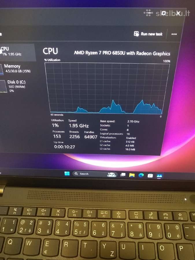 X13 Ryzen 7pro 6850u/32/500/680m - nuotraukos Nr. 4