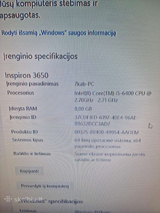 Dell Inspiron 3650 kompiuteris (Pc dėžė) Intel i5 - nuotraukos Nr. 2