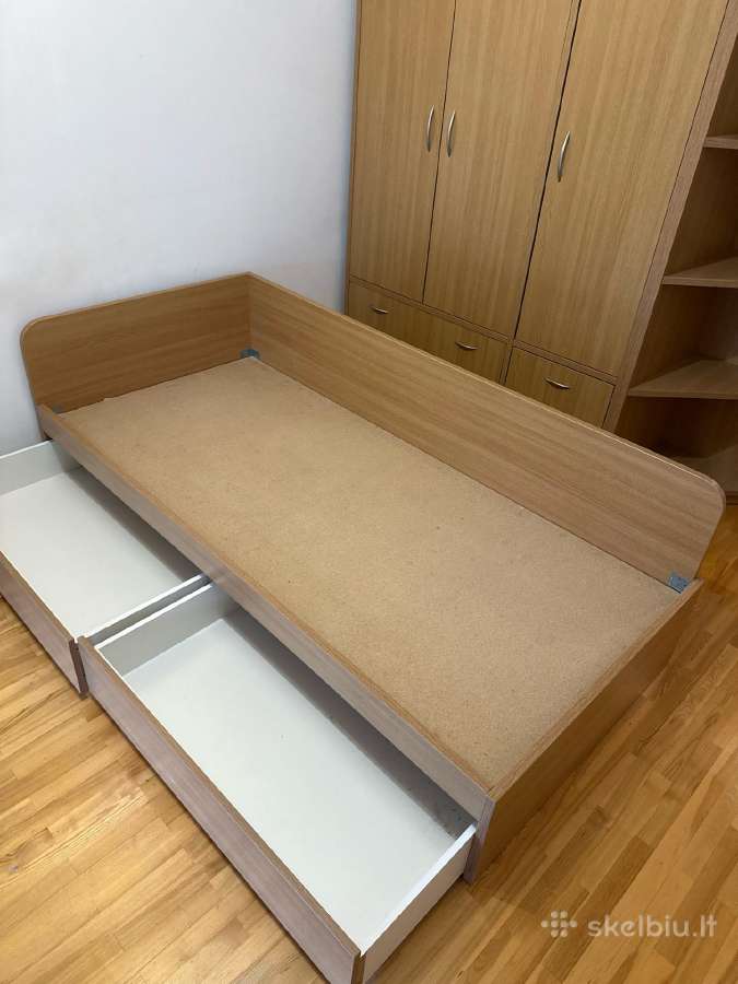 Viengulė lova su stalčiais 90x200cm + spintelė - nuotraukos Nr. 3