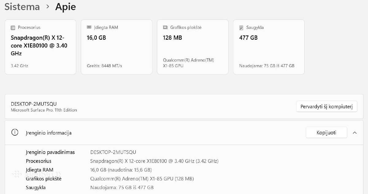 Microsoft Surface Pro 11 X Elite. (Oled) - nuotraukos Nr. 9