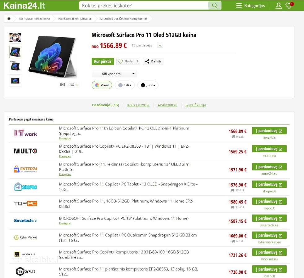 Microsoft Surface Pro 11 X Elite (Oled), - nuotraukos Nr. 11