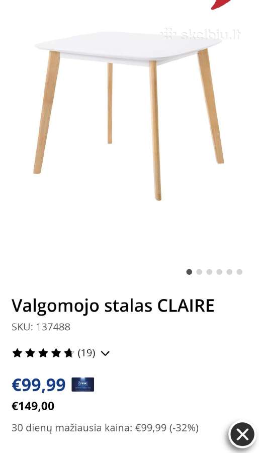 Valgomojo stalas 80x90 - nuotraukos Nr. 4