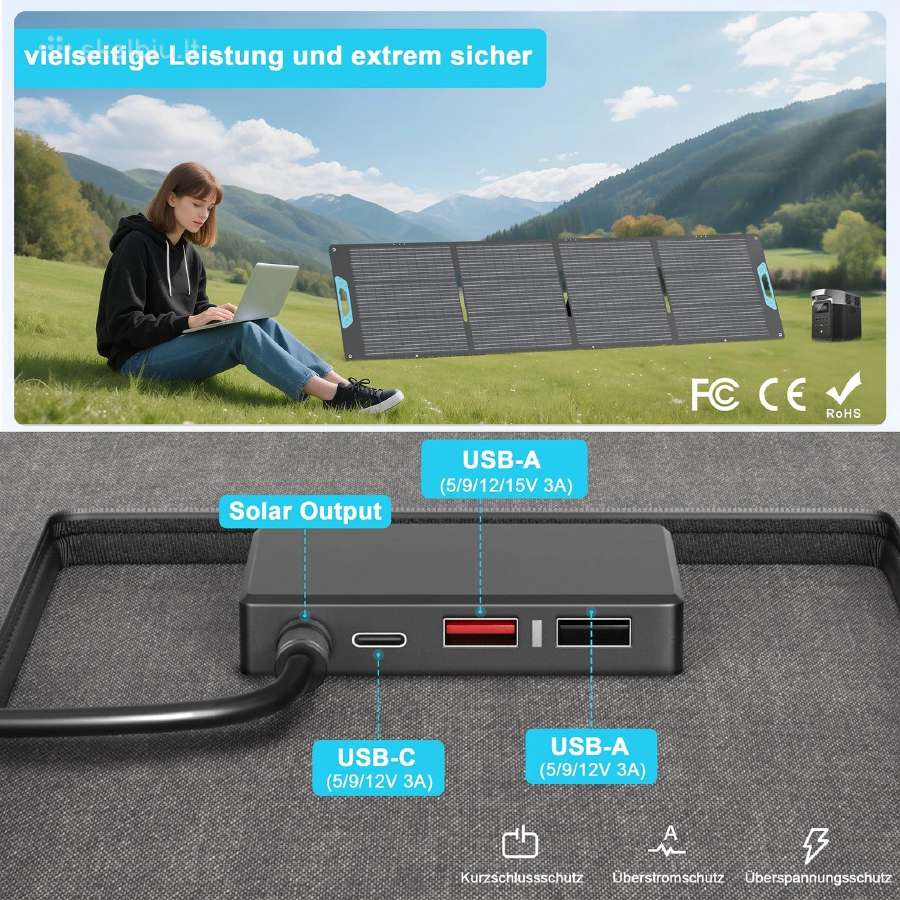 Nešiojama 220 W saulės baterija Usb modulis - nuotraukos Nr. 4