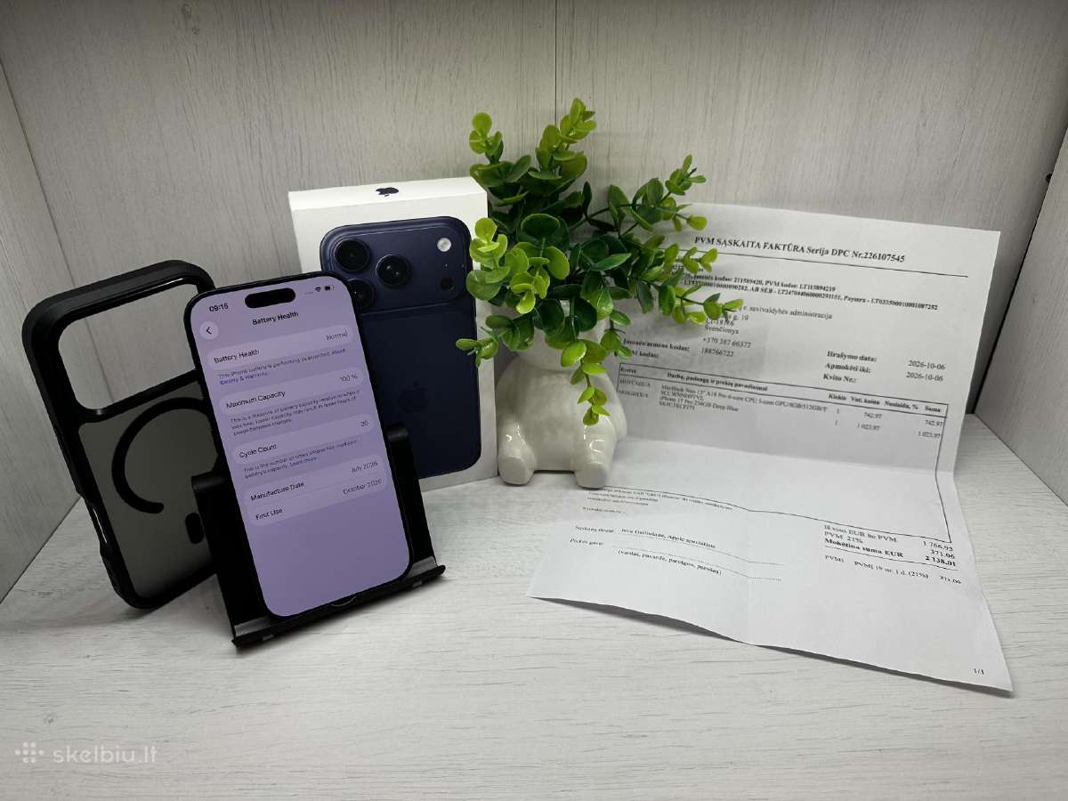 iPhone 17pro 256gb Garantija 23mėn. ir PVM Faktūra - nuotraukos Nr. 2