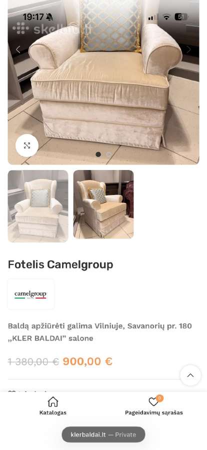 Prabangus itališkas fotelis Camelgroup - nuotraukos Nr. 3