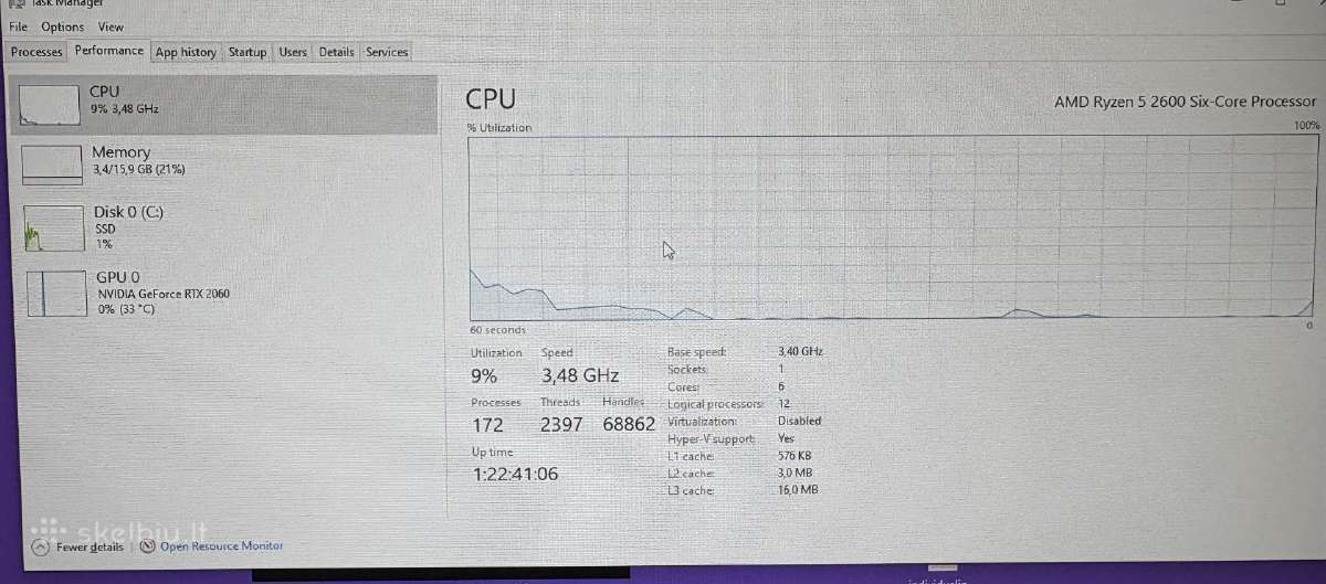 Ryzen 5 / Rtx 2060 / 16gb RAM / SSD 480gb - nuotraukos Nr. 9