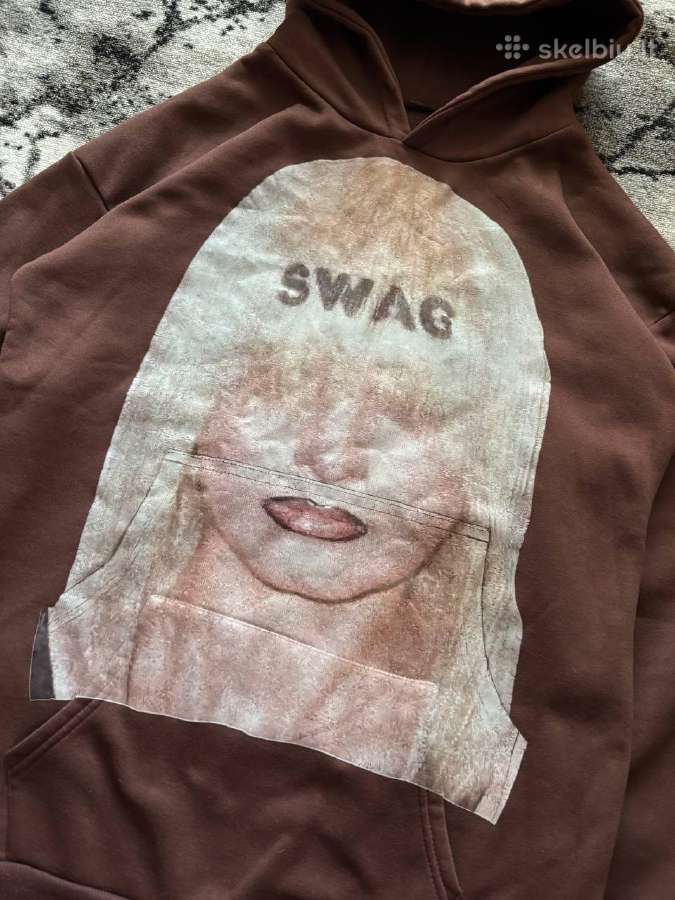 Rudas Swag Y2k Oversized džemperis su gobtuvu - nuotraukos Nr. 2