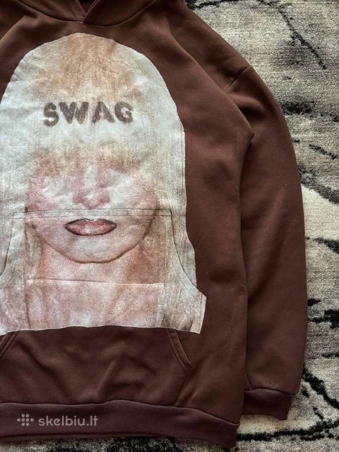 Rudas Swag Y2k Oversized džemperis su gobtuvu - nuotraukos Nr. 6