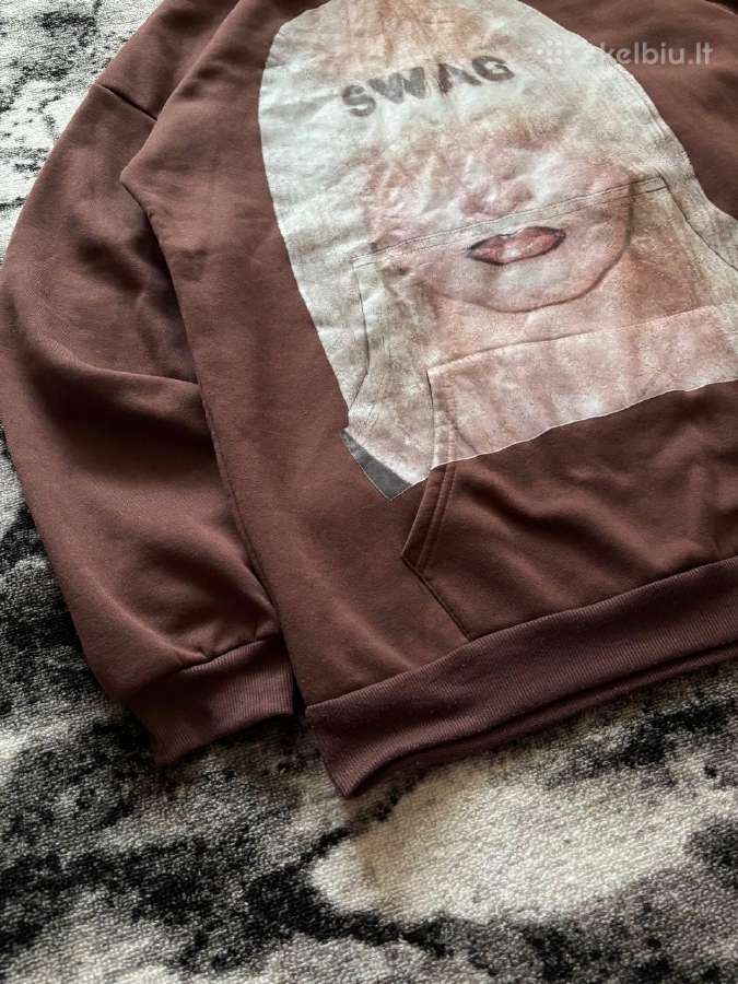 Rudas Swag Y2k Oversized džemperis su gobtuvu - nuotraukos Nr. 8