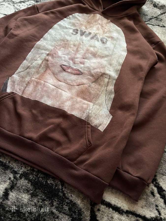 Rudas Swag Y2k Oversized džemperis su gobtuvu - nuotraukos Nr. 9