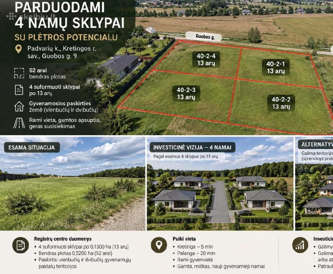 Parduodami 4 sklypai Kretingos raj. Padvariai - nuotraukos Nr. 7