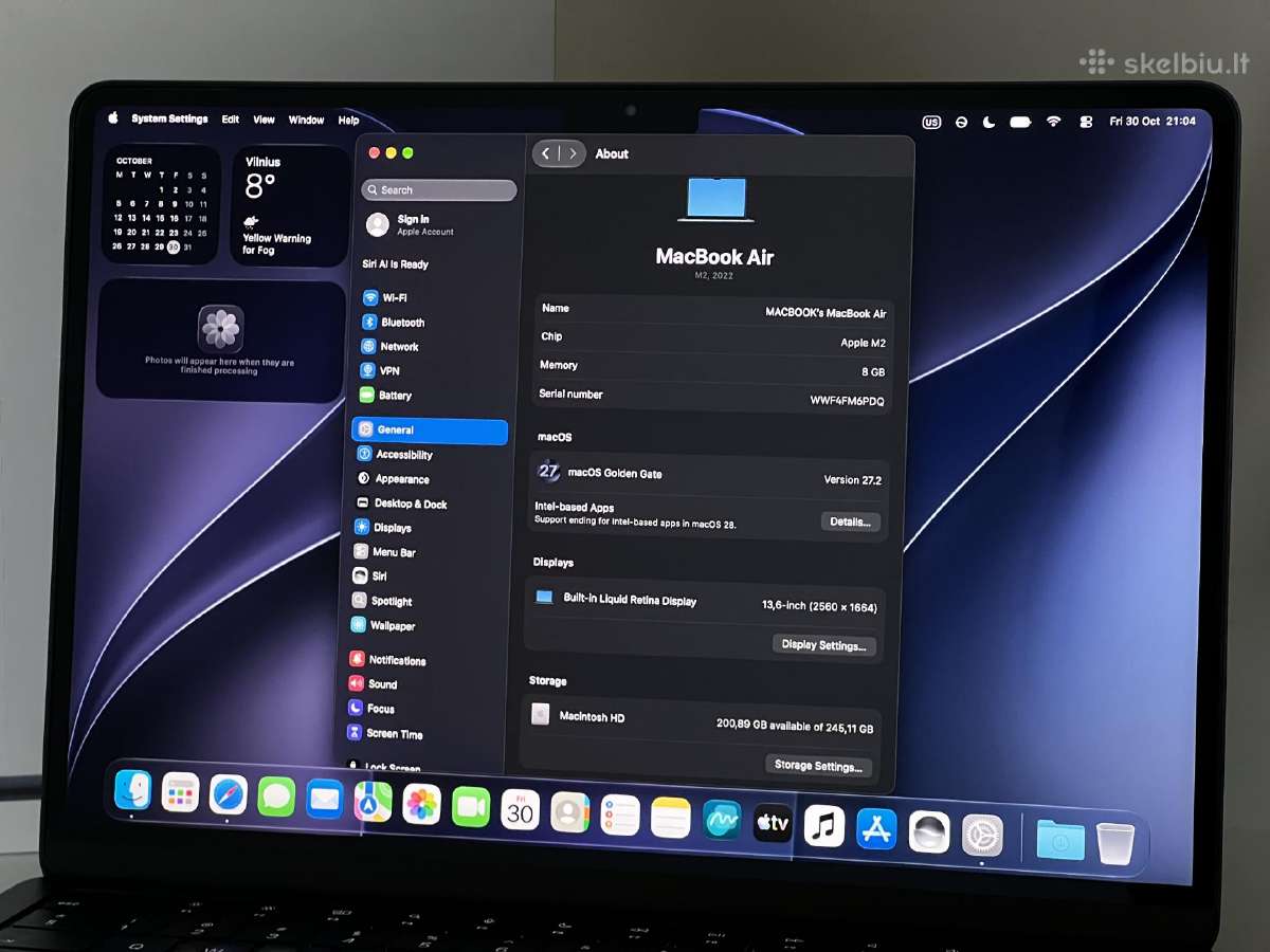 Parduodamas MacBook Air su Apple M2, Liquid Retina - nuotraukos Nr. 8