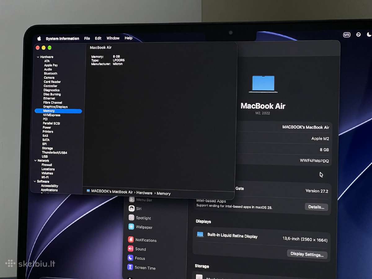 Parduodamas MacBook Air su Apple M2, Liquid Retina - nuotraukos Nr. 10