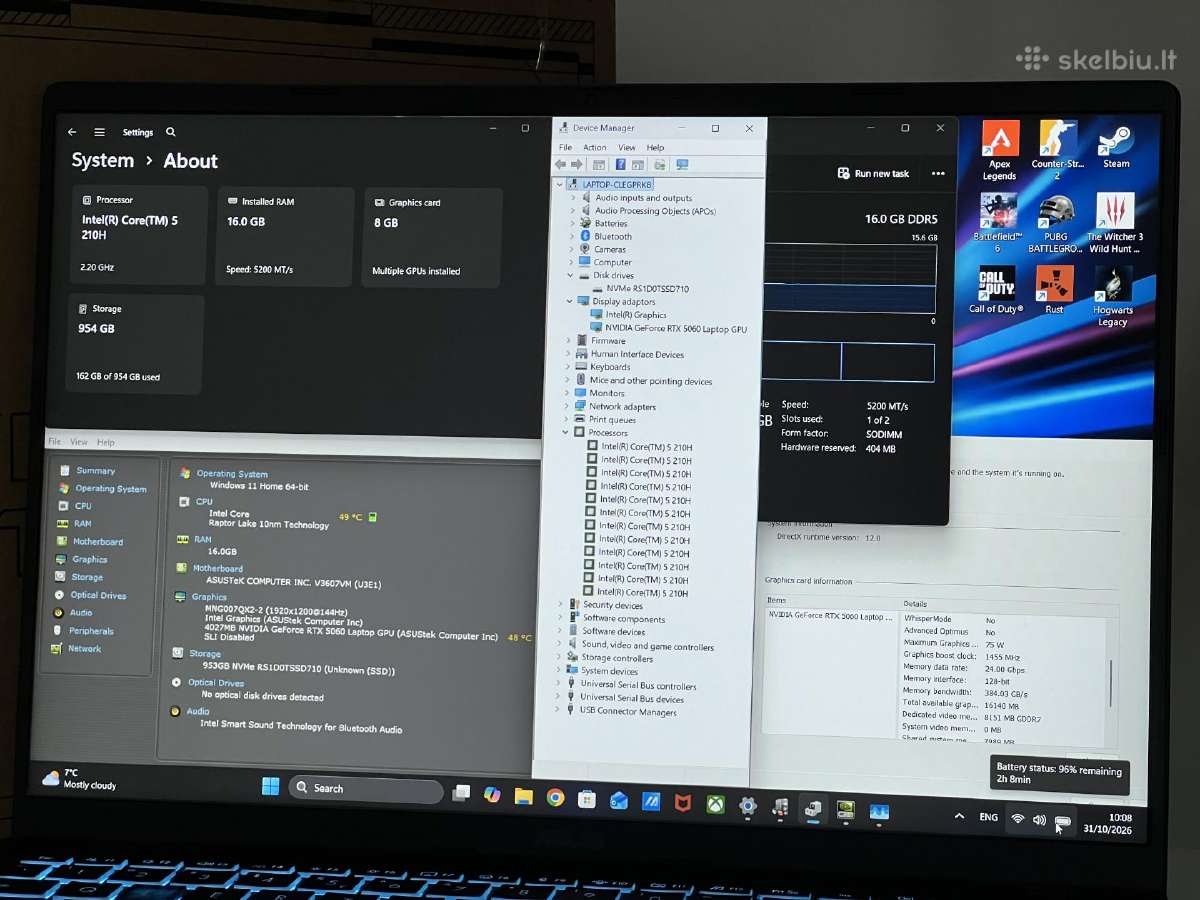 Parduodamas Asus V16 su Rtx 5060, Core 5, 1tb. - nuotraukos Nr. 8