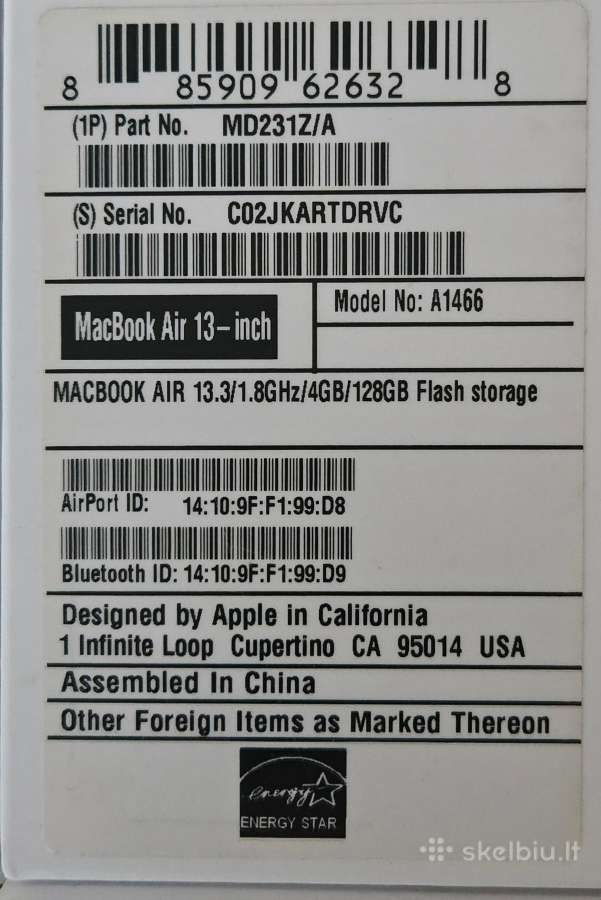 MacBook Air 13 su dėže ir originaliu krovikliu - nuotraukos Nr. 5