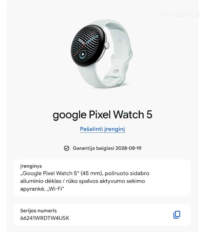 Google Pixel Watch 5 45mm (garantija iki 2028-08) - nuotraukos Nr. 7
