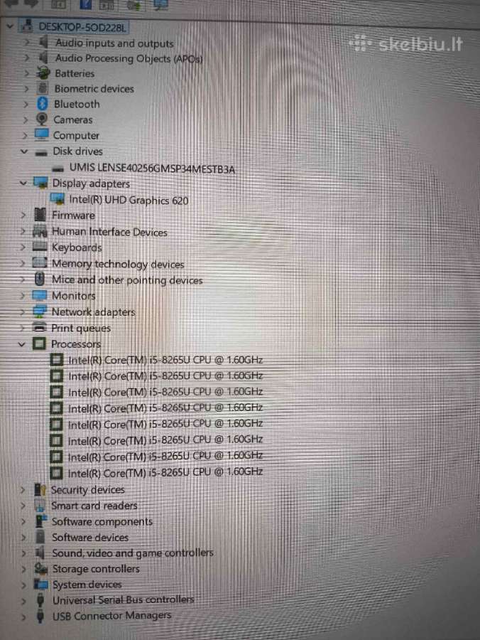 Thinkpad L590 15.6 Ips i5-8265u 16gb 256gb 18% - nuotraukos Nr. 5