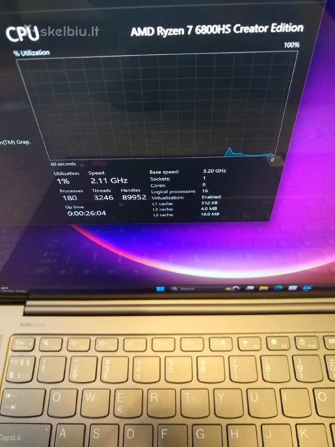 Yoga Slim7 Pro/ryzen7 6800hs/3k - nuotraukos Nr. 6