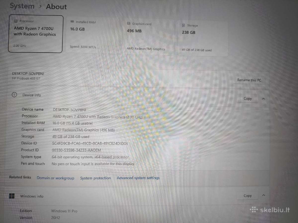 15.6 Probook Ips Ryzen 7 4700u 16gb 256gb 8% - nuotraukos Nr. 4